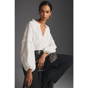 Anthropologie Justine White Blouse - Large Petite Women's - New